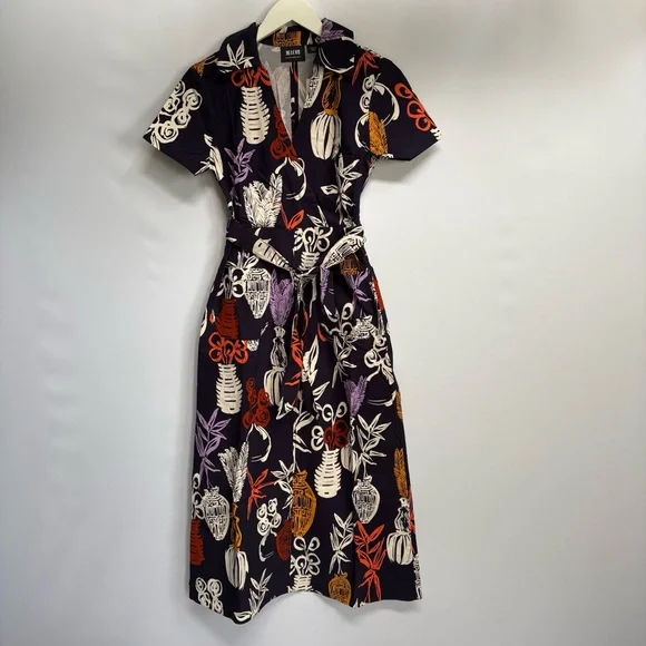 NWT Anthropologie Maeve Short-Sleeve Linen Tie-Waist Midi Dress XS - Picture 10 of 17